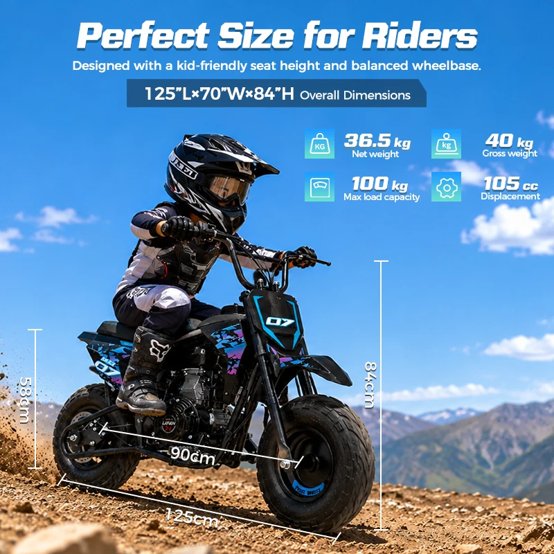 RRE Factory direct sales 105cc four-stroke 1.4L fuel tank, small off-road vehicle, children's all-terrain motorcycle