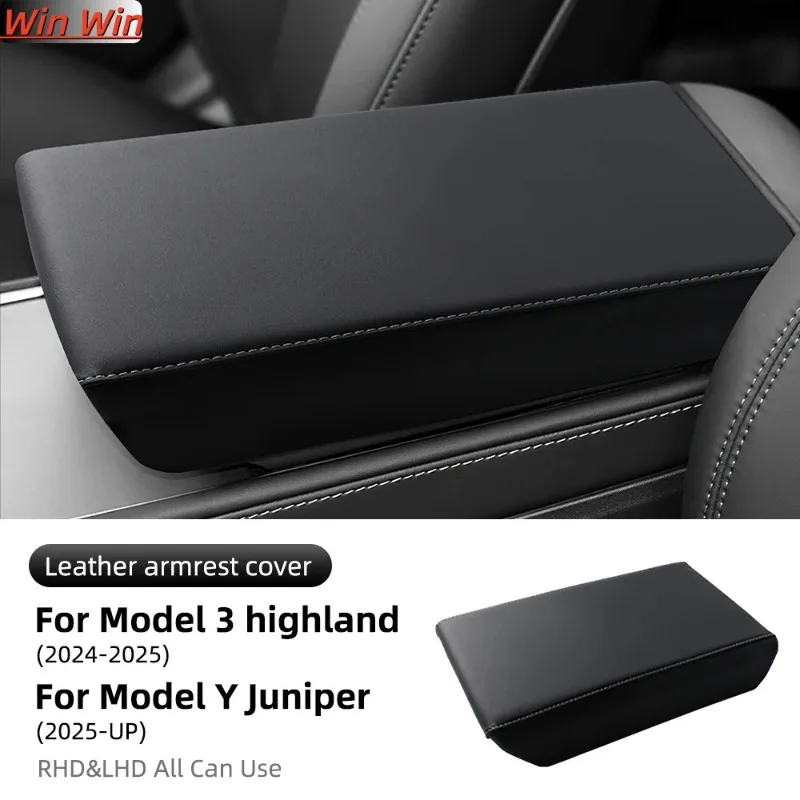 

Кожаный подлокотник, защитный чехол из АБС-пластика для Tesla Model 3 Model Y 2017-2023 Highland 2024 Juniper 2025, аксессуары для крышки подлокотника
