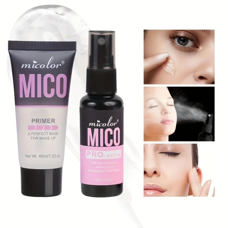 Juego de 2 piezas de imprimación Mico, hidrata el maquillaje, ilumina la piel, control preciso del aceite, crea un maquillaje delicado