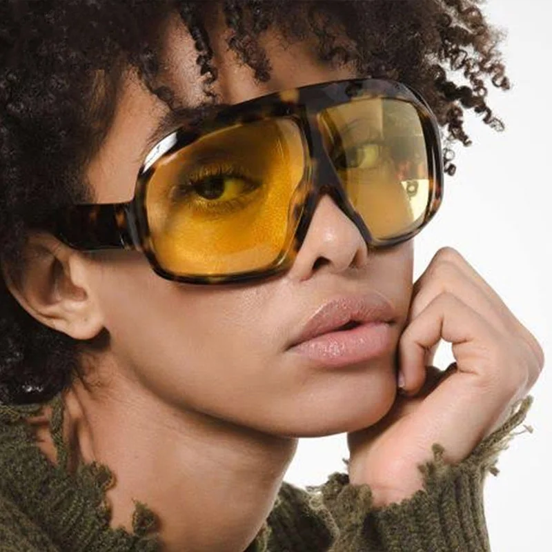 Gafas de sol cuadradas con montura grande Retro para mujer, gafas de sol de marca negras con gradiente redondo, gafas de sol geniales para hombre, gafas de sol de piloto de diseñador de una pieza