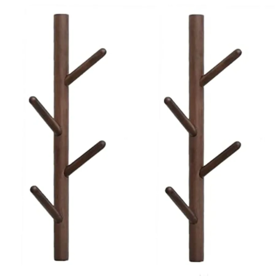 

Coat Rack 2 pack-Wall Mounted Hat Rack Coat Hooks-Sturdy Wooden Coat Rack Stand-Entryway Hall Tree Coat Tree with Solid Base fo