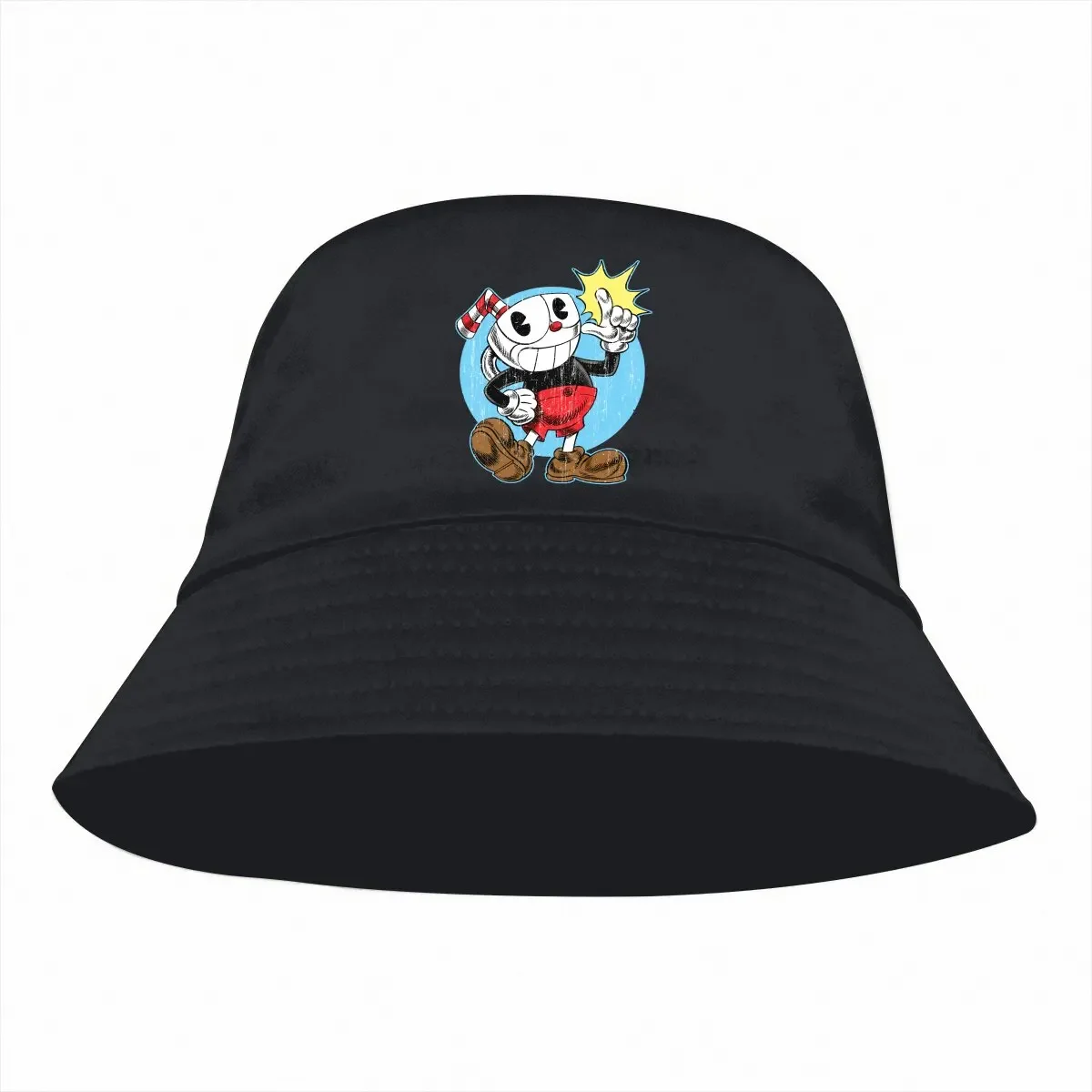 Cuphead Chalice Game Bucket Hat Smile Bang Men's Women's Fisherman Cap Hip Hop Beach Sun Fishing Hats