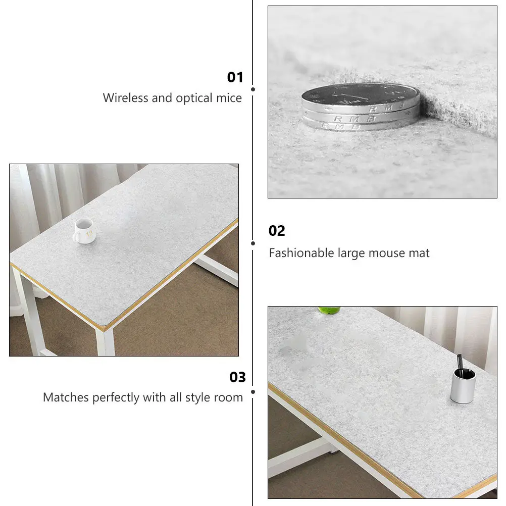 

Large Grey Full Desk Mouse Mat Flexible Roll-Up Design for Home Office Laptop Writing Surface High Precision Tracking Extended