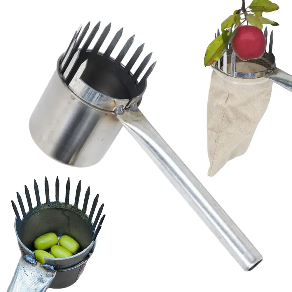 Metal Fruit Picker Light-weight Fruit Picking Tool with Bag or Cup Fruit Collection Tool for Jujube Blueberries Longans