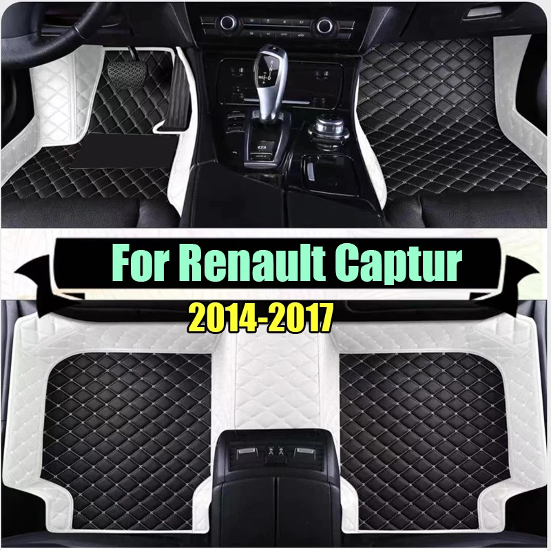 Custom Automotive Car Floor Mats For Renault Captur 2014 2015 2016 2017 Auto Luxury Leather Men Women Car Mats Full Coverage