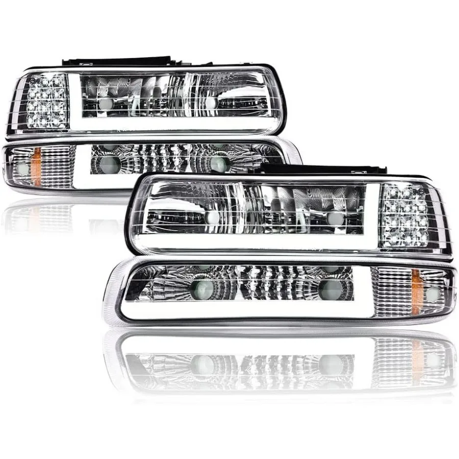 

LED Headlights Assembly Compatible with Chevy Silverado 1999-2002 and Suburban Tahoe 2000-2006 for Enhanced Night Driving Safet