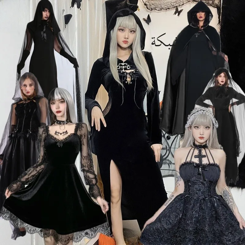 

Witch Costume Halloween Bride Devil Witch Wizard Outfit Women's Traditional Clothing Stage Performance Polyester