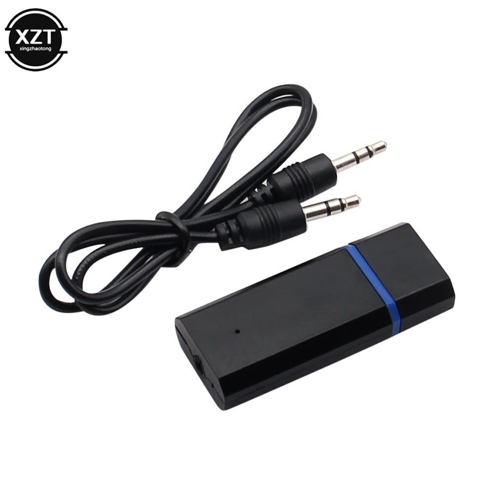 Portable 3.5mm AUX Dongle USB Wireless Bluetooth Car Kit Music Audio Receiver Adapter A2DP with Audio Cable for Speakers