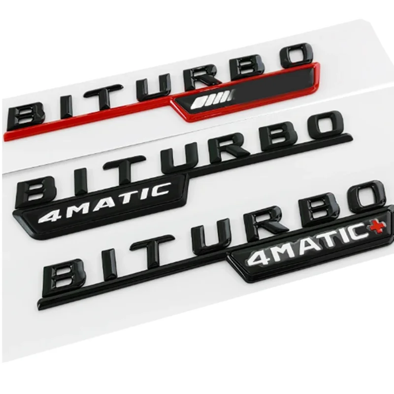 2Pcs Biturbo 4matic Logo Letters Car Fender Emblem Badge Sticker For Mercedes Benz C43 E43 GLE43 GLC43 AMG W205 W213 Accessories