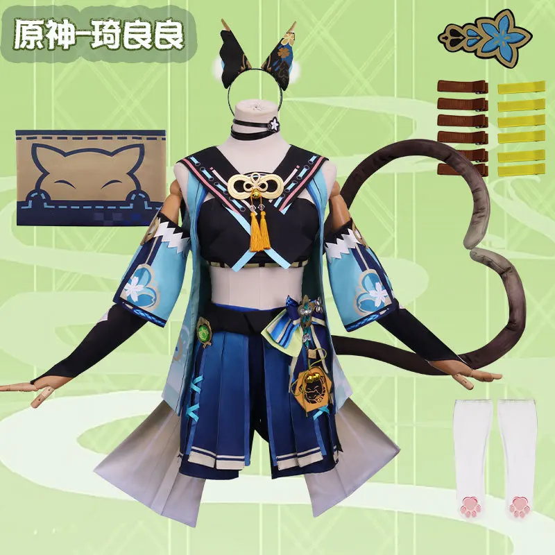 Disfraz de Cosplay de Kirara de Genshin Impact — Traje de Anime de la Gatita Arquera Dendro de Inazuma para Mujer — Cosplay de Halloween