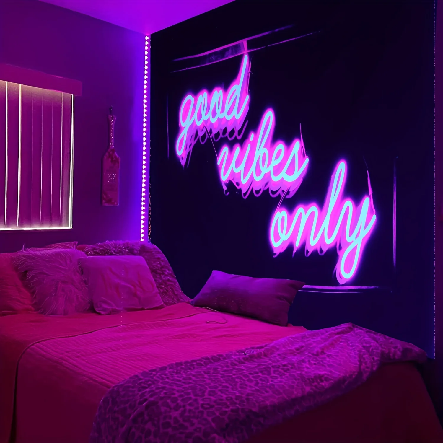 VIKAMA Neon Light Track City Wandteppich Farbverlauf Wohnzimmer Gaming Zimmer Dekoration Cyberpunk Holographische Kunst Kulissen