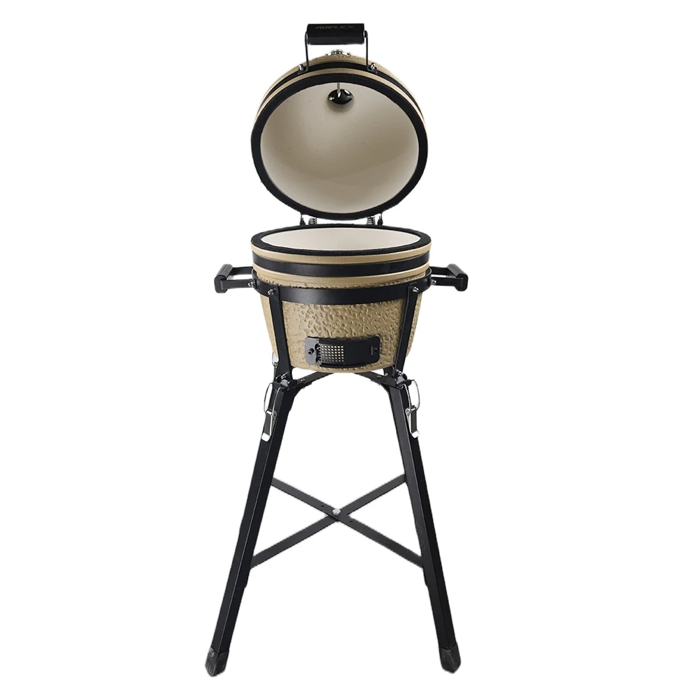 AUPLEX Premium Portable Solar Cooker 16'' Ceramic Kamado Charcoal Grill Stainless Steel Trolley Eco-Friendly Outdoor Cooking