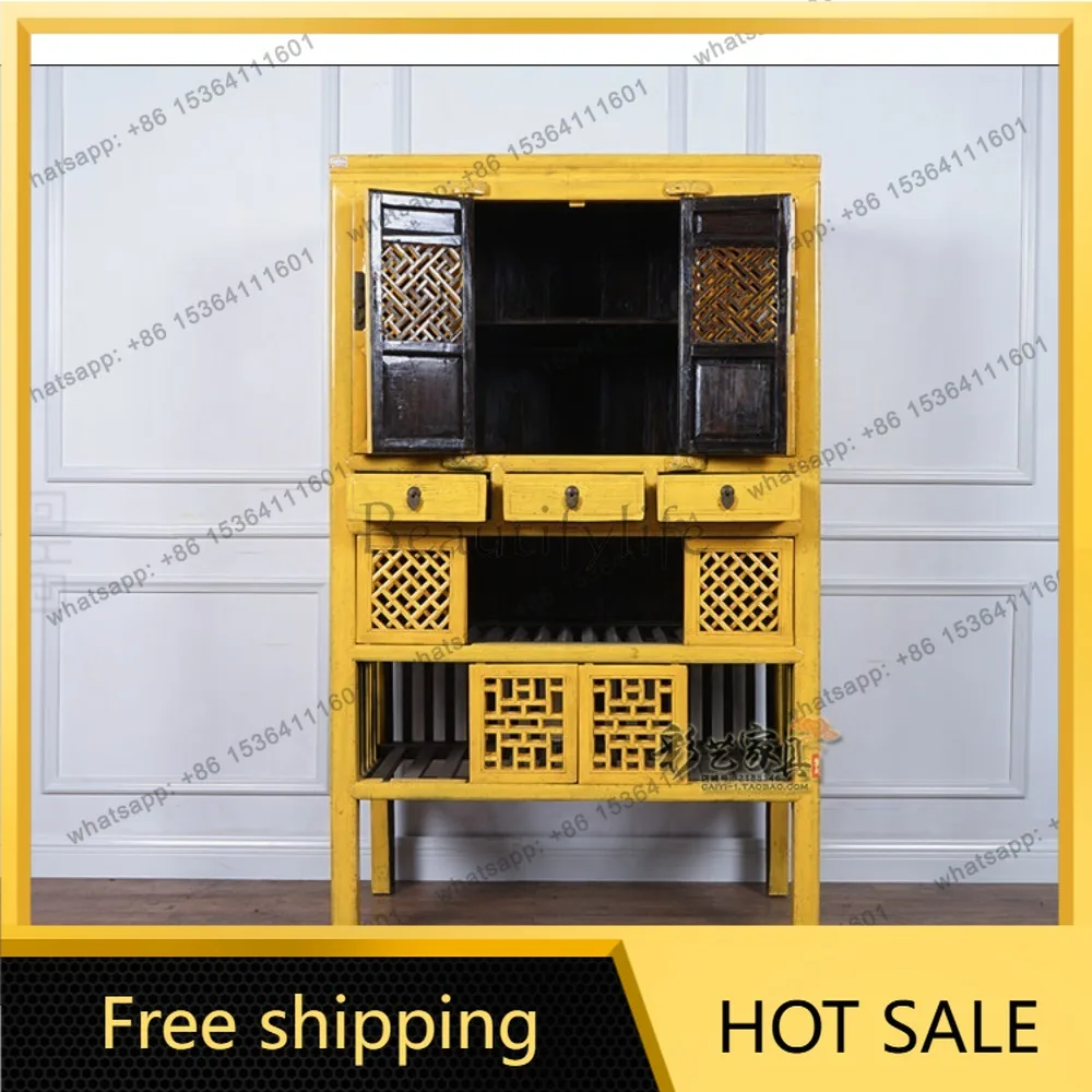 LD classical Chinese old furniture elm old cupboard customization