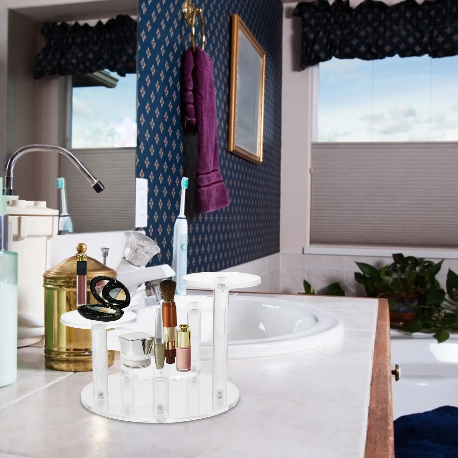 

Acrylic Display Stand Jewelry Rack Perfume Makeup Organizer Clear Tiered Display Shelf Desktop Storage Holder for Collection