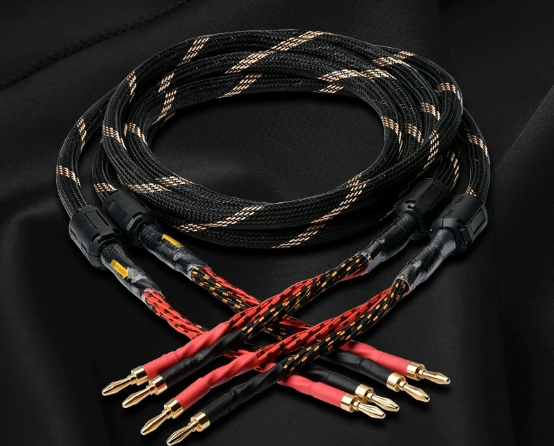 Xidian Speaker Cable, Pure Copper Bile Machine Audio Banana Head Y Plug-in Fever Speaker Speaker Cable