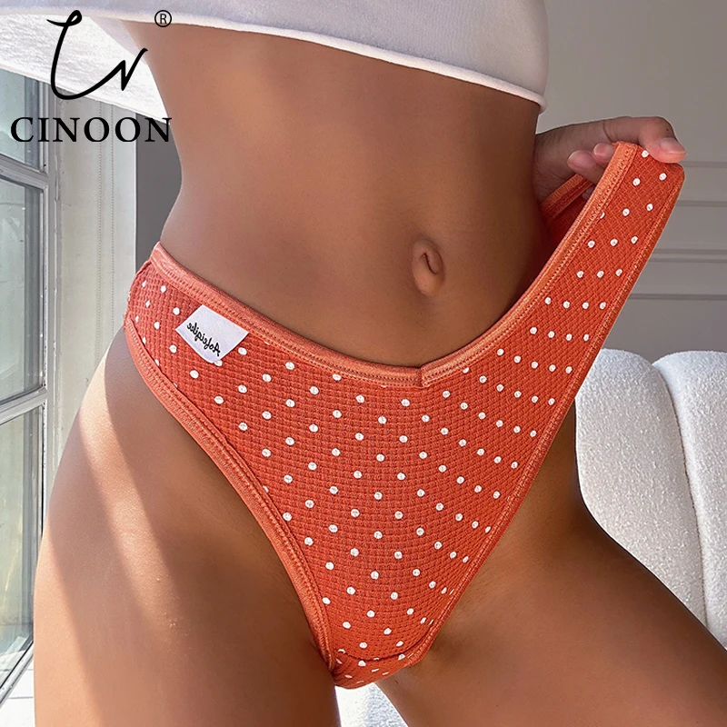 CINOON Women Sexy V Waist Cotton Panties Low-waist G String Thong Underwear Female Comfort Breathable Lingerie T Pants Intimate