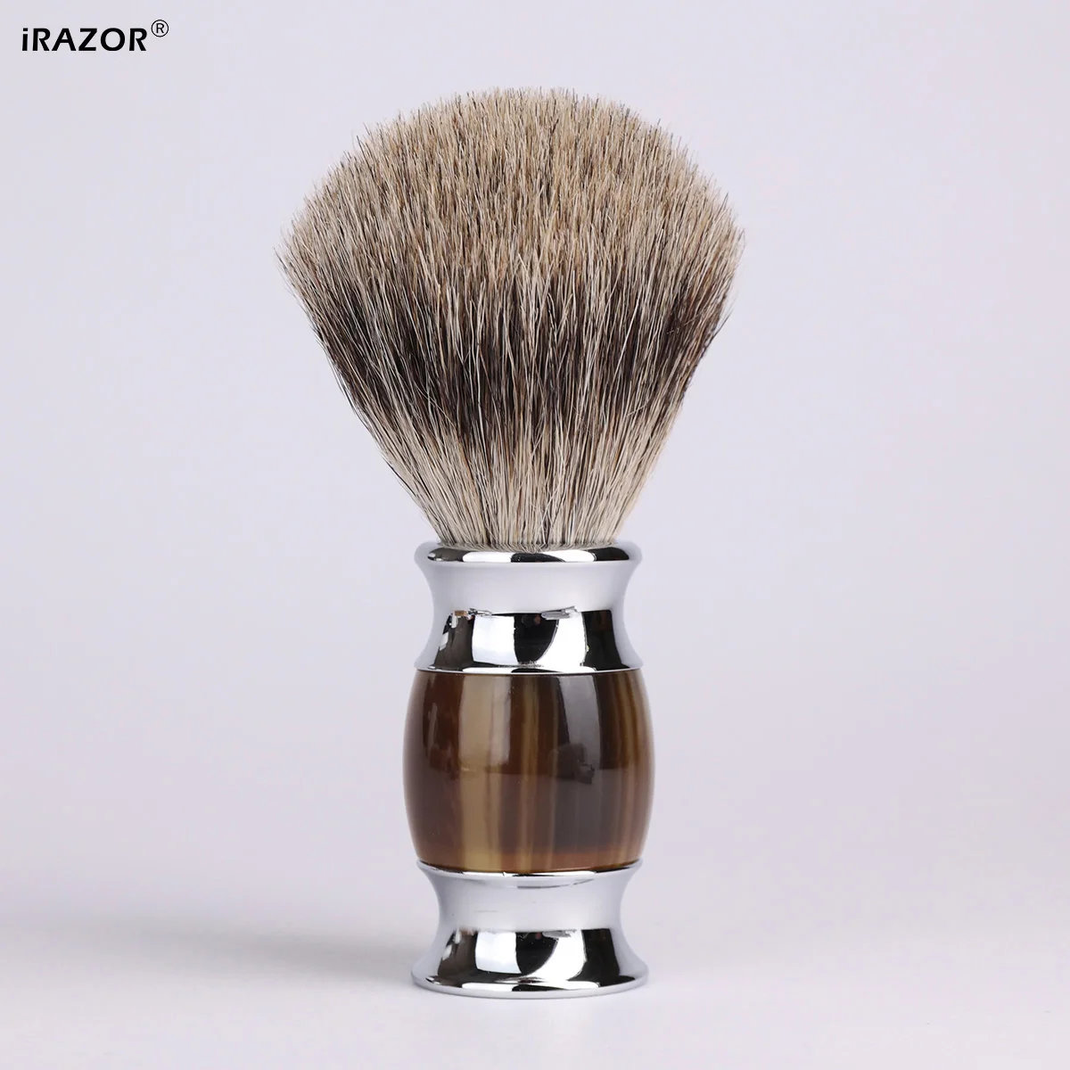 iRAZOR Silvertip Shaving Brush for Men Hand-Crafted Resin Handle Manual Wet Shave Beard Brush Luxury Grooming Tool Birthday Gift