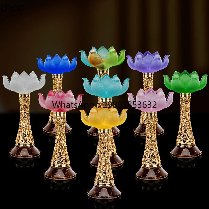 AB  offering household candle holder Buddha front Bodhisattva lamp Changming offering glazed lotus ornament