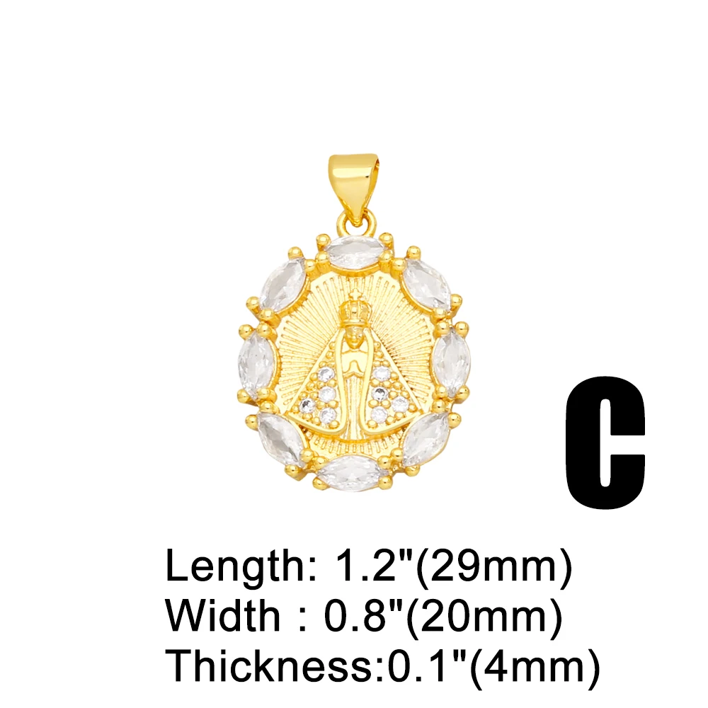 Clearance Trendy Crystal Virgin Mary Pendant for Necklace Copper Gold Plated Religions Jewelry Making Supplies Wholesale pdta961