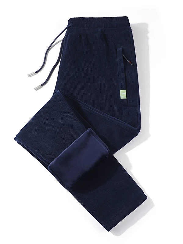 

Men's Corduroy Casual Pants Winter Thiened Fce Loose plus Size Small Footed Trousers Spor Straight Leg mid High Waist