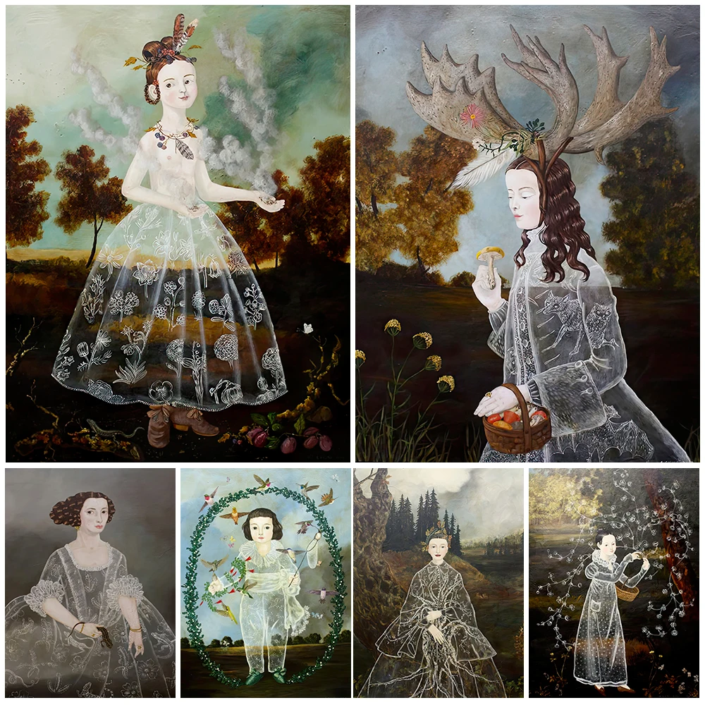 

Lovely Ghost Girls Vintage Wall Art Canvas Painting Wandering Souls In The Mountains And Forests Art Poster And Print Home Decor