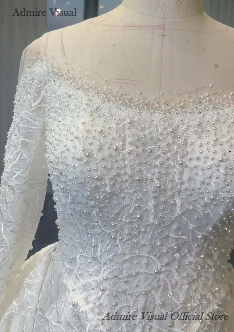 Vestido De novia Visual Admire, encaje De sirena 2 en 1, cuello transparente, mangas completas con cuentas, vestido De novia personalizado, Vestidos De Novias