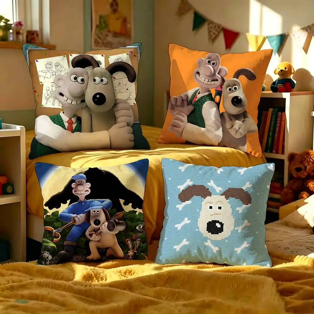 Kawaii W-Wallace And Gromit 45*45cm Cushion Cover Pillow Cover Decor Pillowcase Home Pillowcase for Couch Pillow