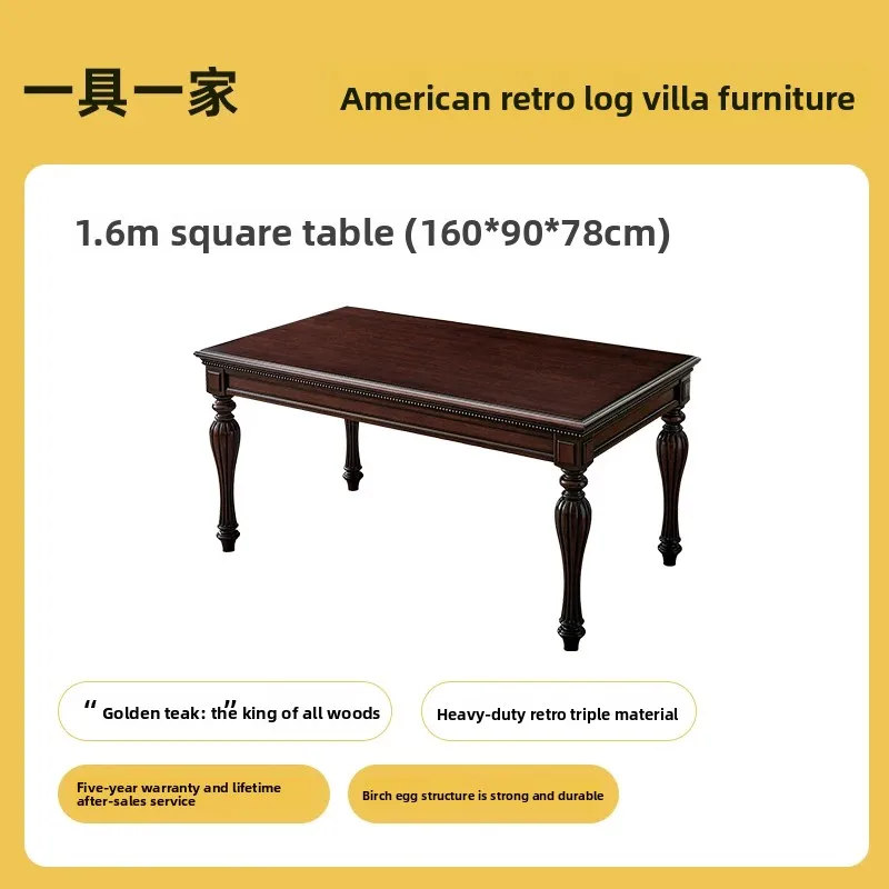 D10- solid wood dining table golden teak all solid wood rectangular dining table and chair combination furniture
