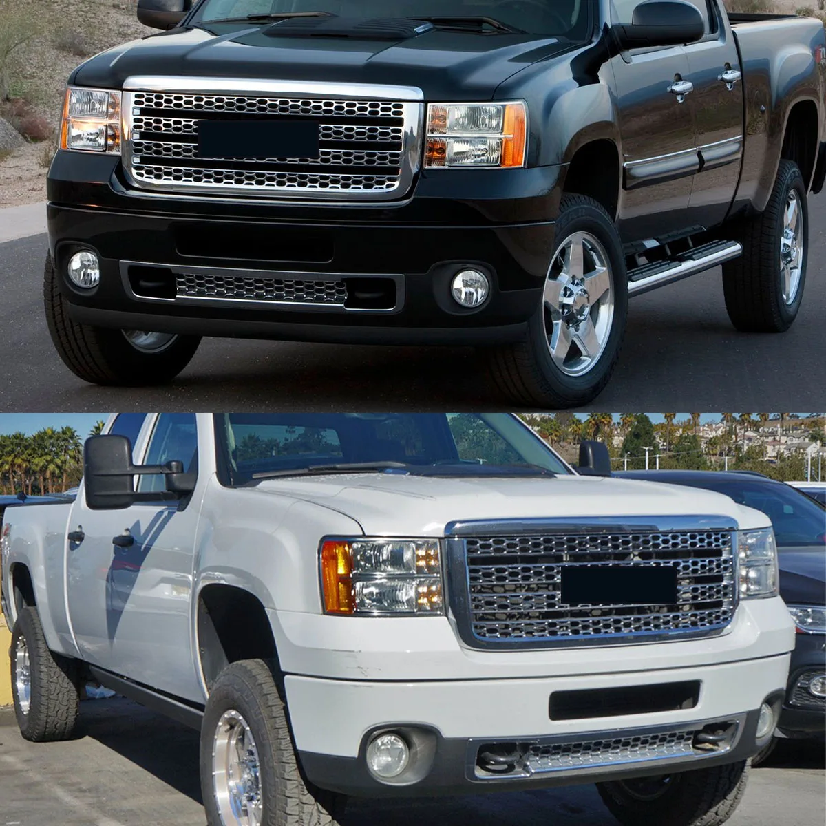 شبكات سباق المصد الأمامي Magickit لسيارة جي إم سي سييرا دينالي 2500HD 3500HD 2011 2012 2013 2014 شبكة علوية كروم