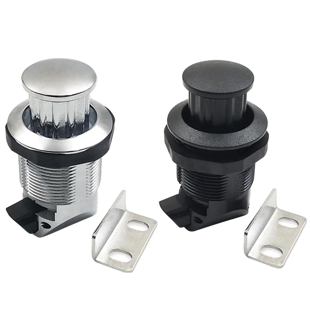 RV Door Latch Plastic Yacht Rotary Push Button Door Lock Cupboard Chassis Button Lock Home Cabinet Drawer Latches Hardware
