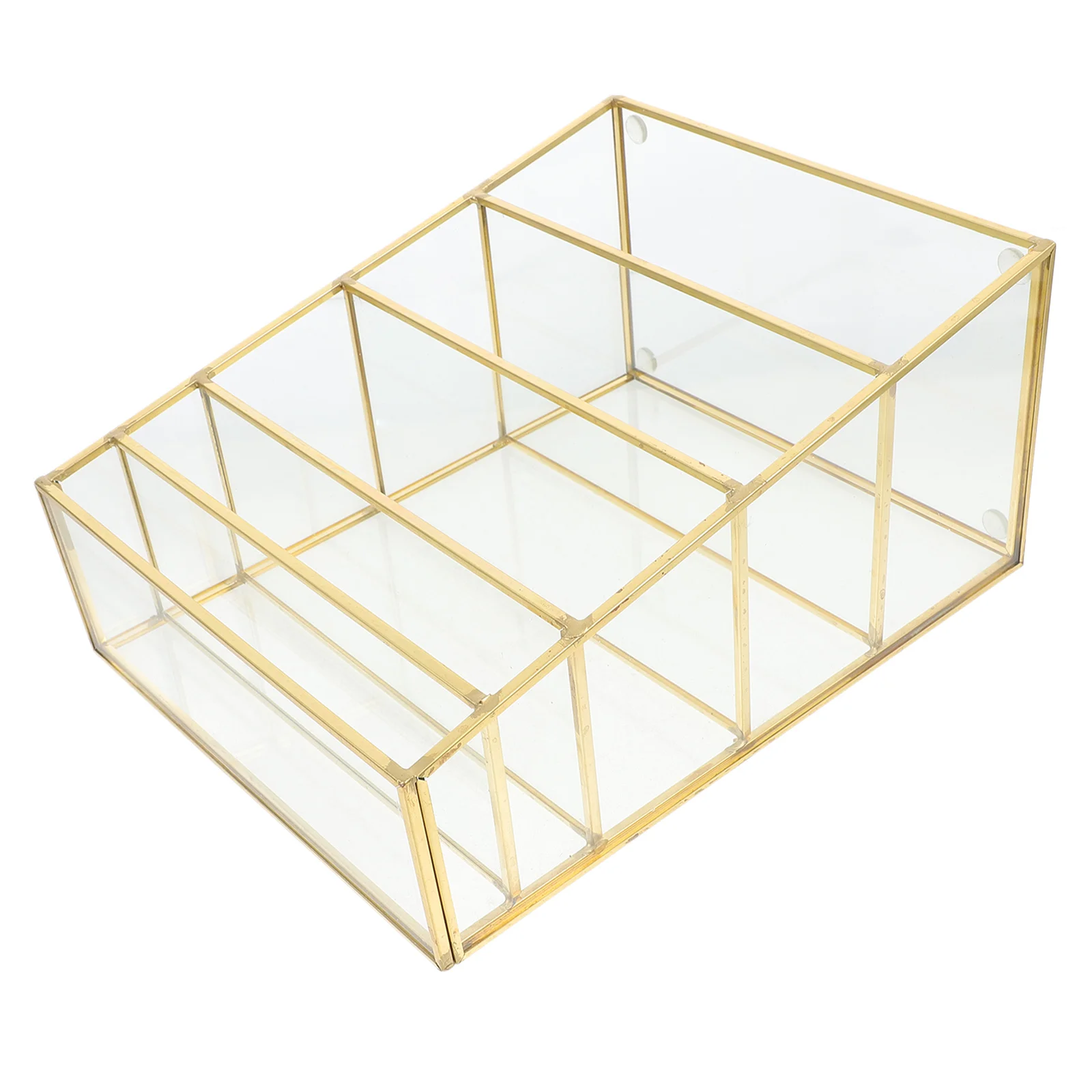 

1Pcs Storage Box Glass Desktop Makeup Organizer Multilayer Shelf for Lipstick Eyebrow Brush Nail Polish Pressed Powder