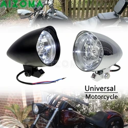 Motorcycle Tri-Bar Headlight H4 Visor Headlamp For Harley Chopper Bobber Cruiser Yamaha Dragstar Vstar Kawasaki Vulcan Classic