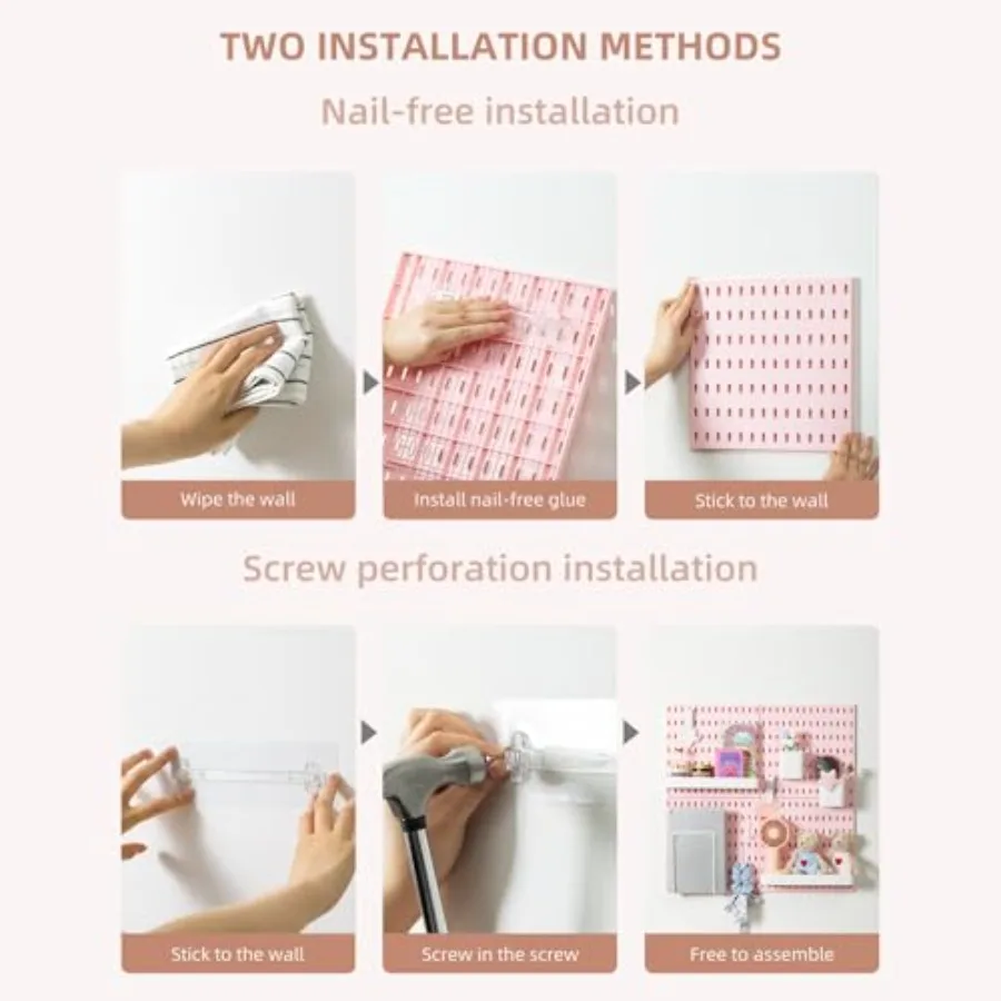 Modulaire hangende wandmontage display peg board paneelset met 4-delige pegboards en 17 accessoires voor slaapkamer thuiskantoor badkamer