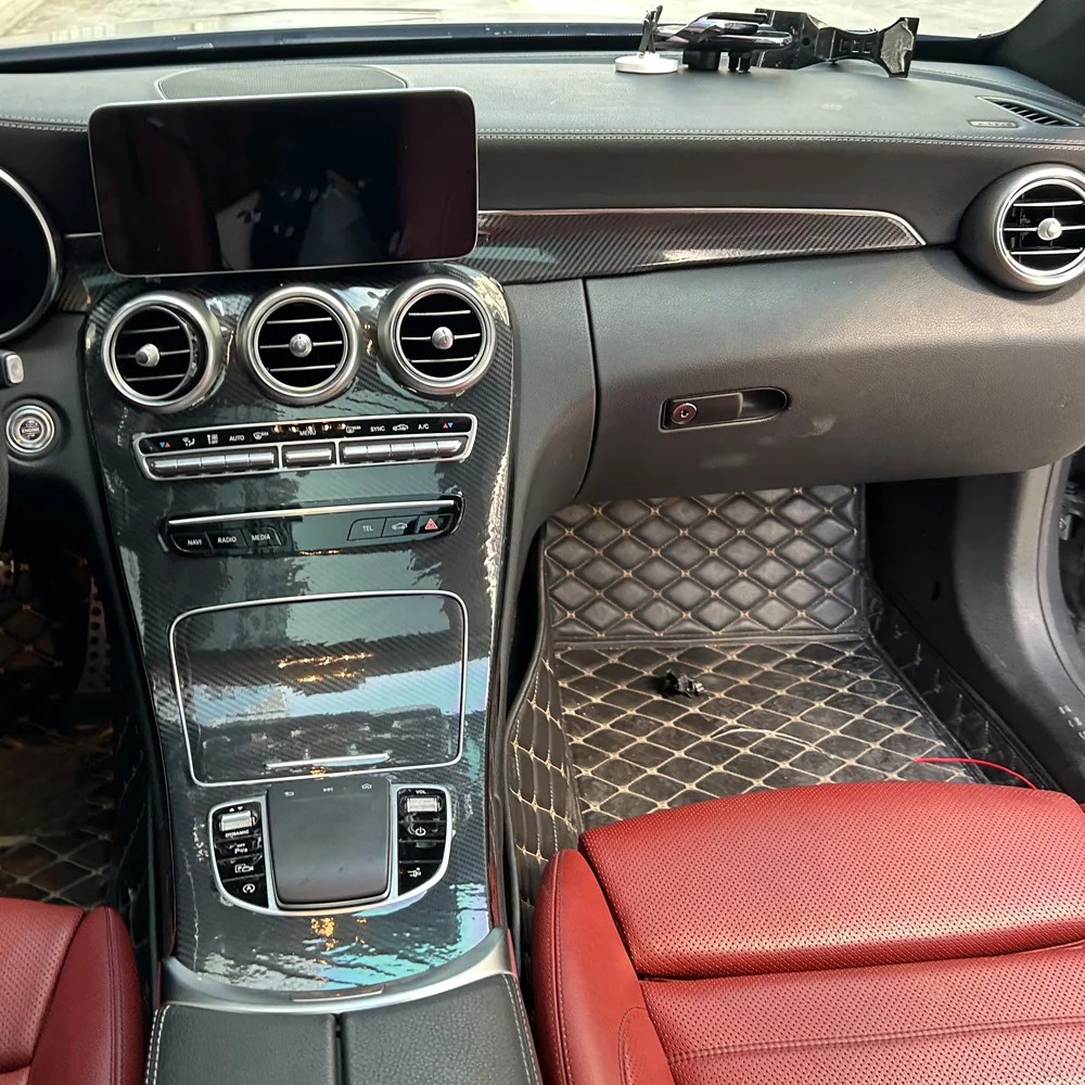 

Декоративные наклейки для тюнинга салона Mercedes-Benz C-Class C205 COUPE 2015-2022: центральная консоль, рычаг КПП, накладки на дверные панели