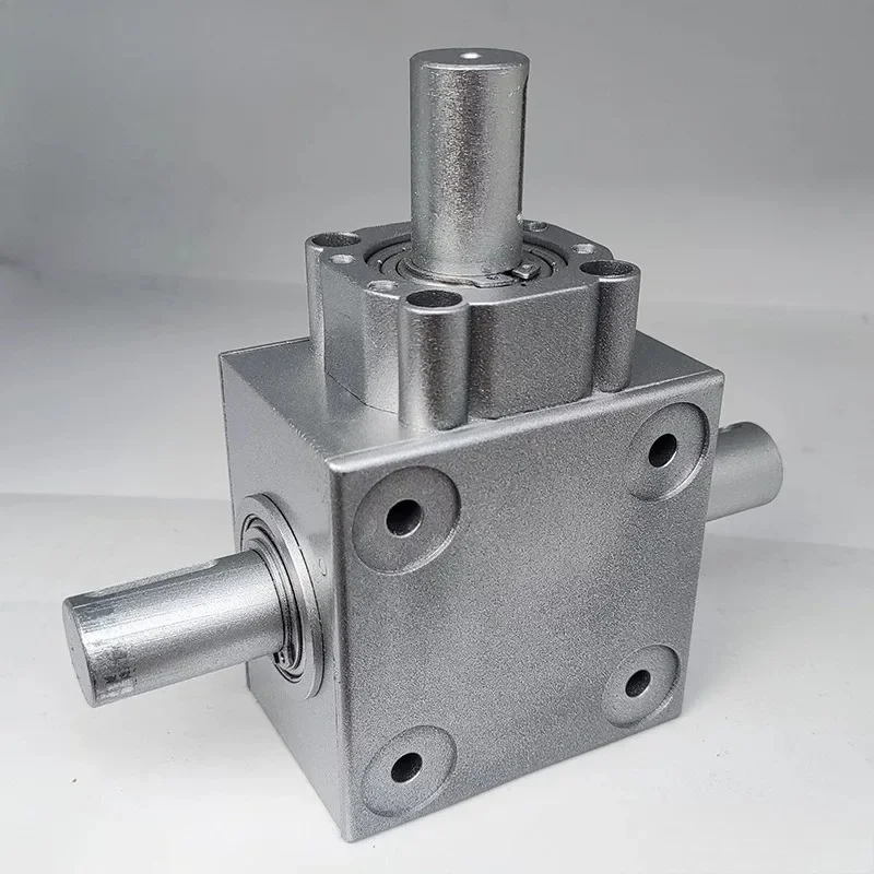 T-Type Right Angle Gearbox 90 Degree Reversing Steering Gear Box 2.5 Module 16 Tooth 20mm Diameter Output Shaft Compact Gearbox