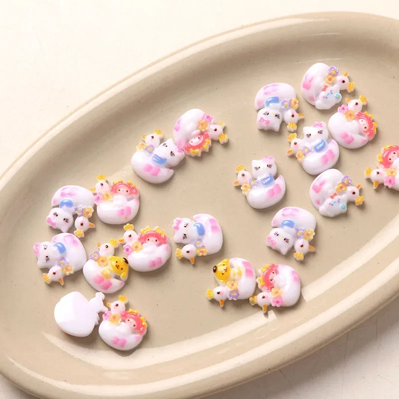 20 قطعة لطيف بطة سانريو سلسلة الراتنج مسمار السحر الجمال الراتنج كابوشون مسطح مسمار الفن الديكور DIY بها بنفسك الراتنج مسمار الملحقات #3