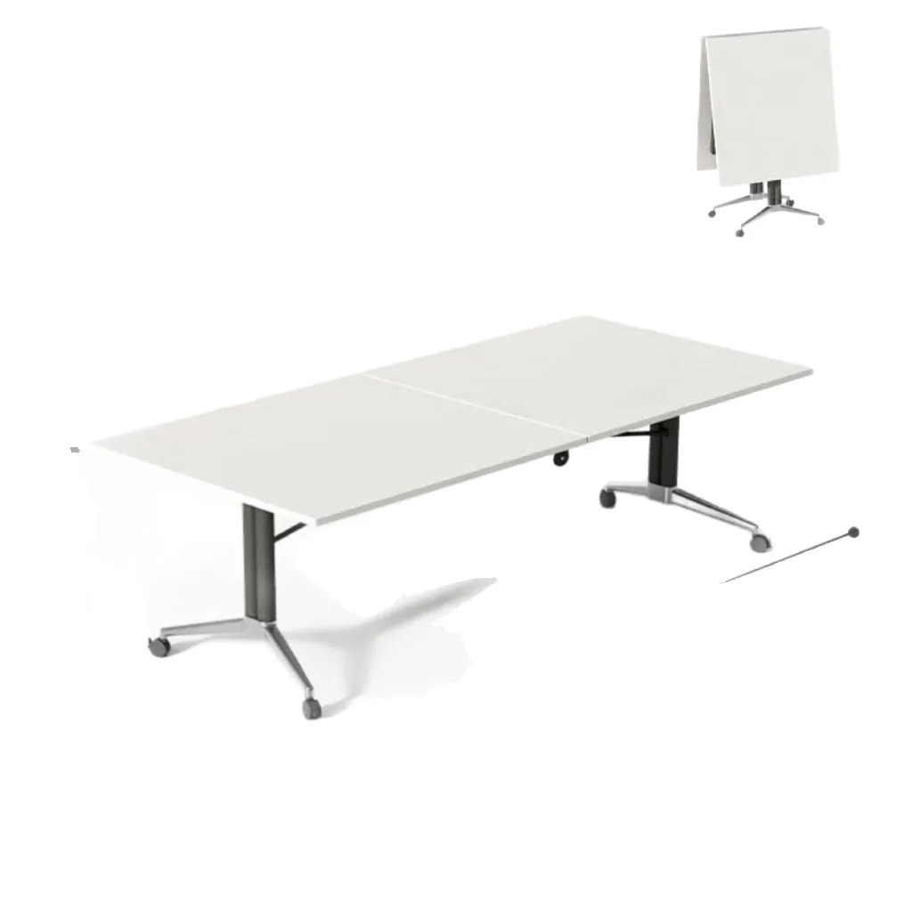 Foldable mobile strip table Conference table Dirt-resistant thickened with wheels Training table Desk Reception negotiation