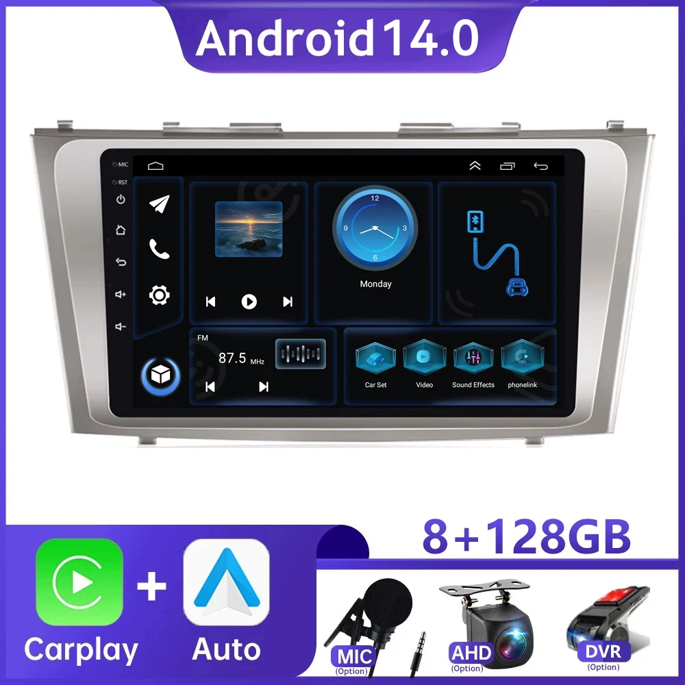 

Wireless CarPlay Android 14.0 Radio For Toyota Camry 40 50 2006 2007 2008 2009-2011 4G+WIFI Car Multimedia GPS 2din autoradio