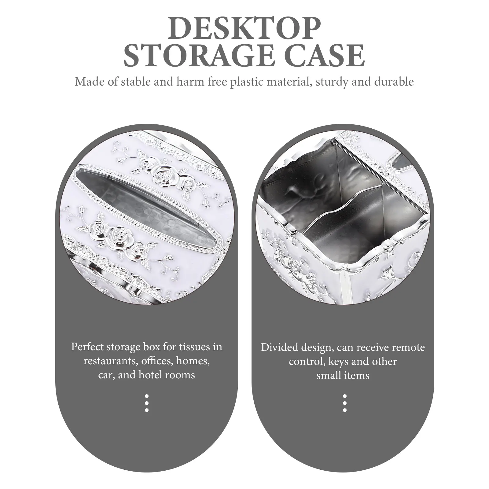 

Stylish Desktop Napkin Box Engraved Tissue Holder Plastic Storage Organizer For Home Office Car Hotel Remote Control