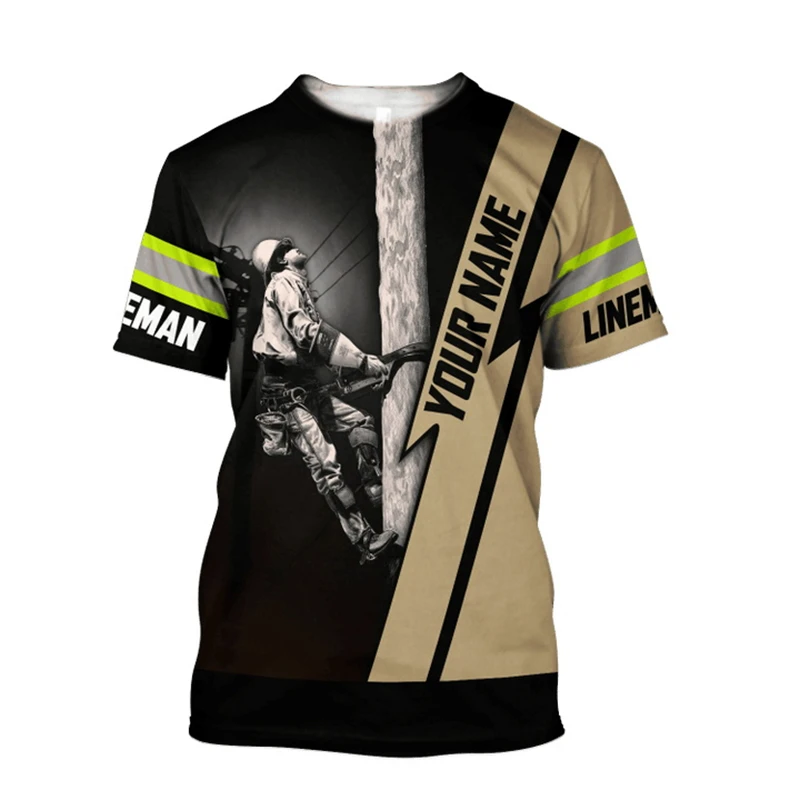 

Футболка с 3D принтом «Электрик» на заказ для мужчин, летняя модная футболка с круглым вырезом и коротким рукавом, хип-поп, Harajuku Man Y2k Clothes