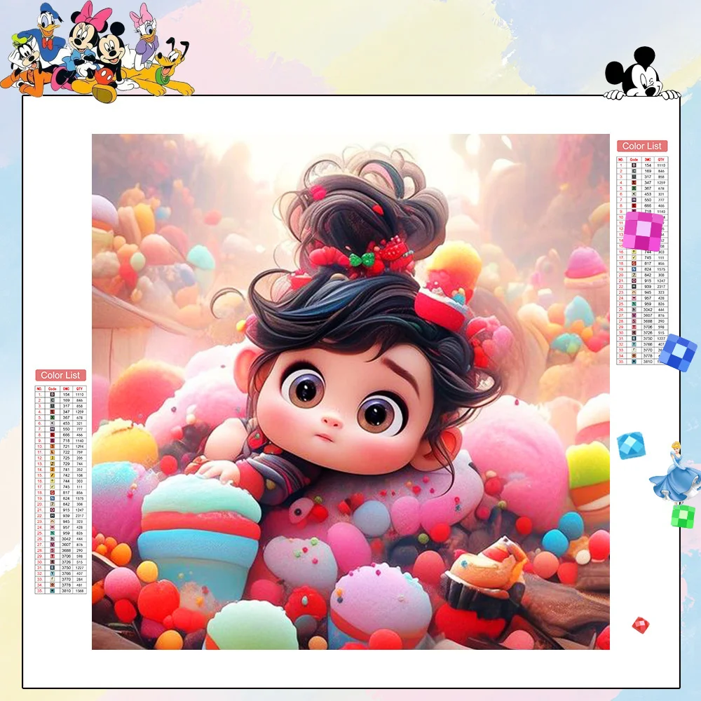 Disney Wreck-it Ralph Diamond Painting Little Girl Vanellope Full Embroidery Cartoon Set Handmade Gift Pictures of Rhinestones