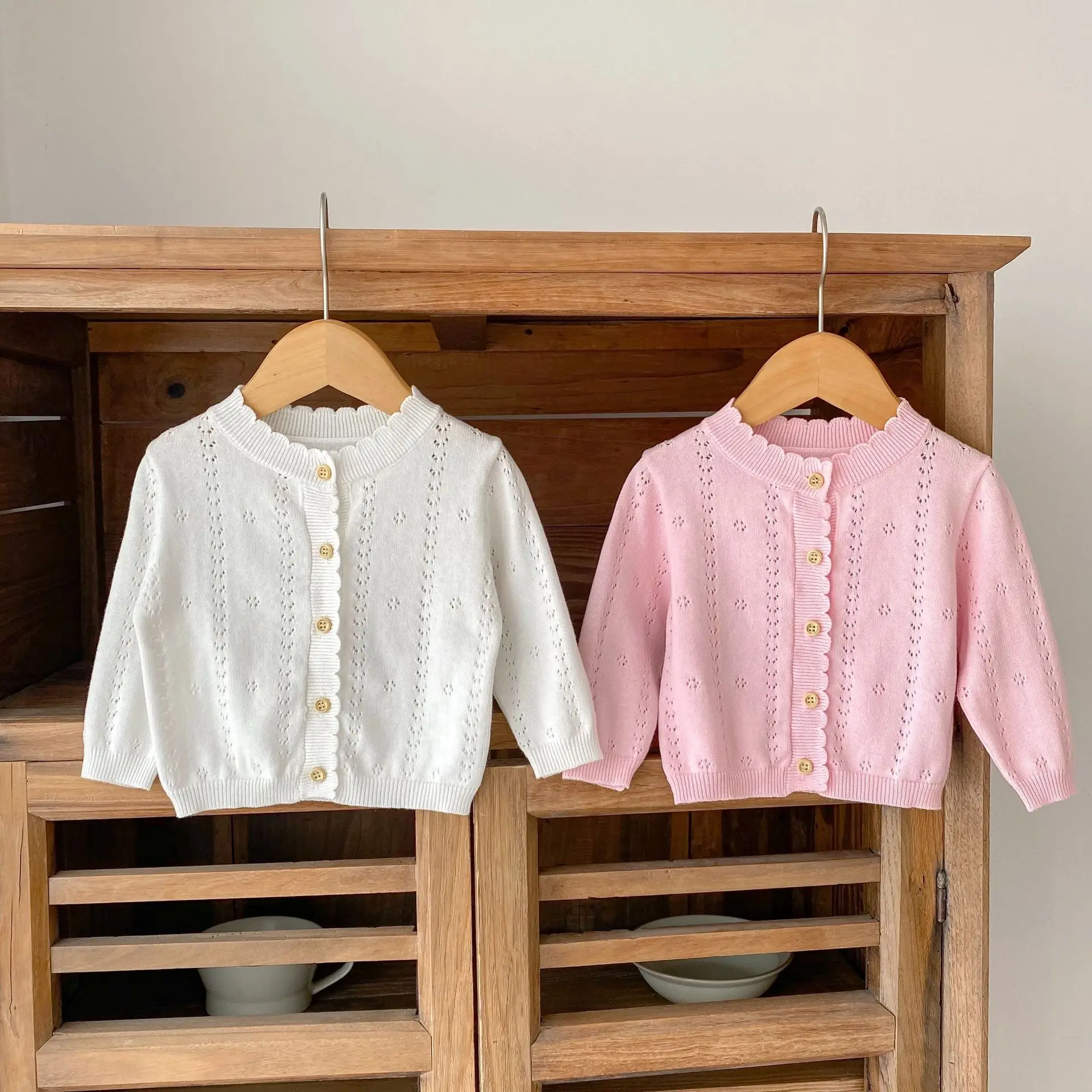 

Summer New 0-3 Year Baby Clothing: Cute Baby Girl Sweet Solid Color Sunscreen Air Conditioning Sweater Knitted Long Sleeve Coat