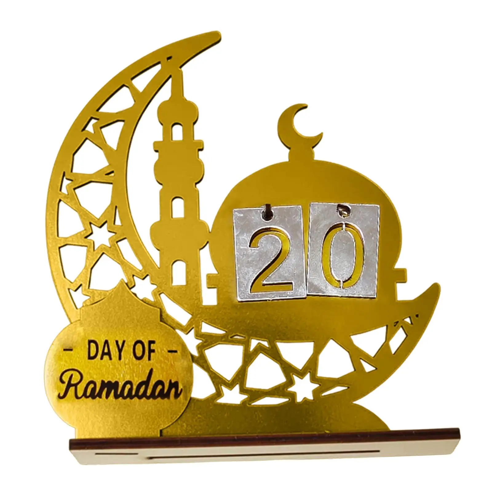 Moon Shaped Ramadan Advent Calendar Reusable Acrylic Eid Mubarak Decor for Children Muslim Bedroom Setting