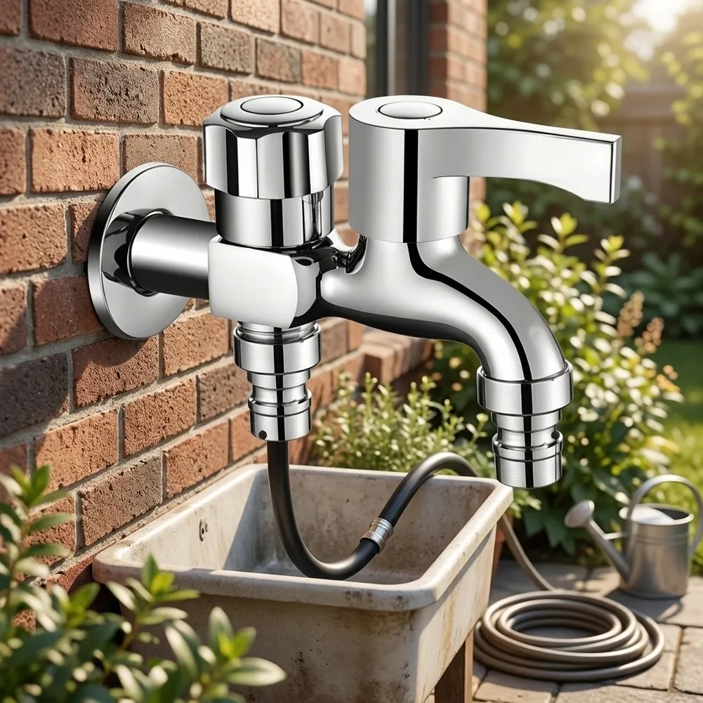 Zinc Alloy Outdoor Faucet with Quick Connect for washing for Machine and Standard Spout Copper Core 12x11x3cm Size