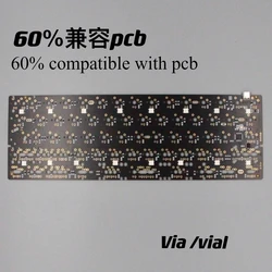 GH60 Soldering PCB 61 64 Keys Mechanical Keyboard PCB VIA QMK Underglow ISO Layouts Support Via/vial LED ( Not DZ60 KBDFANS)