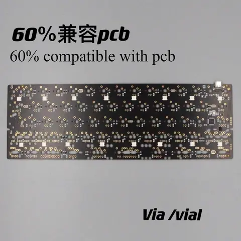 GH60 Soldering PCB 61 64 Keys Mechanical Keyboard PCB VIA QMK Underglow ISO Layouts Support Via/vial LED ( Not DZ60 KBDFANS)