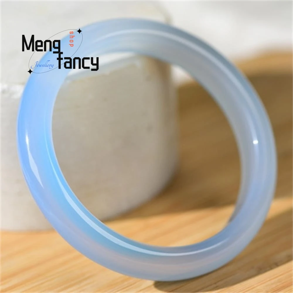 

Natural Türkiye Blue Chalcedony Bangle Chinese-style Fresh Girl Style Sky Blue Agate Elegant Fashion Jewelry Couple Holiday Gift