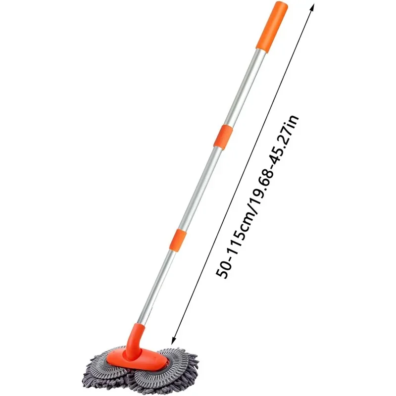 Roterende Auto Wash Dweil Borstel Auto Levert Driedelige Dubbele Kop Telescopische Mop Dakreinigingsaccessoires Voor Onderhoud