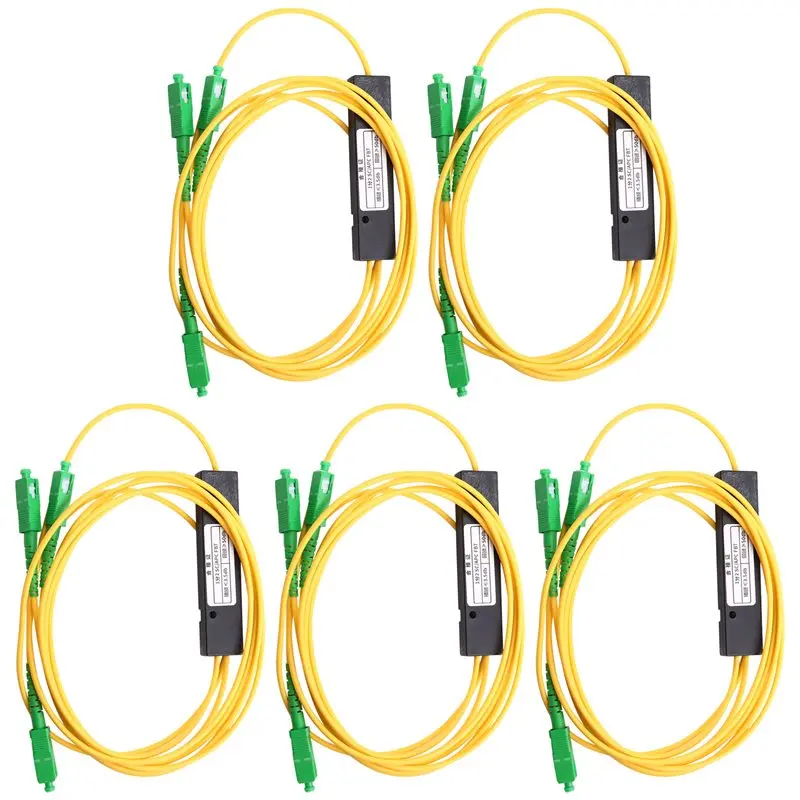 ABMS-Fiber Optical Splitter 5Pcs SC APC 1X2 Singlemode FBT Fiber Optical Pigtail Splitter Tapered Box Fiber Optic Coupler