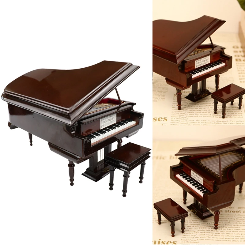 Miniature Grand Piano Model Kit Musical Instrument With Chair,For Home Office Decoration(Without Music)